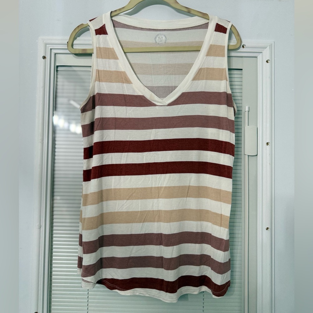 24/7 Comfort Apparel Multicolor Striped Tank‎ Top size Large